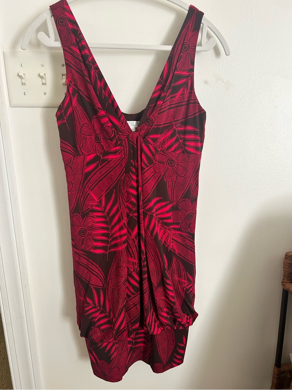 London Times Pink and Brown Printed Tank Dress